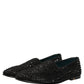 Black Rhinestone Embellished Loafers Shoes