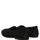 Black Rhinestone Embellished Loafers Shoes