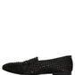 Black Rhinestone Embellished Loafers Shoes