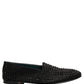 Black Rhinestone Embellished Loafers Shoes