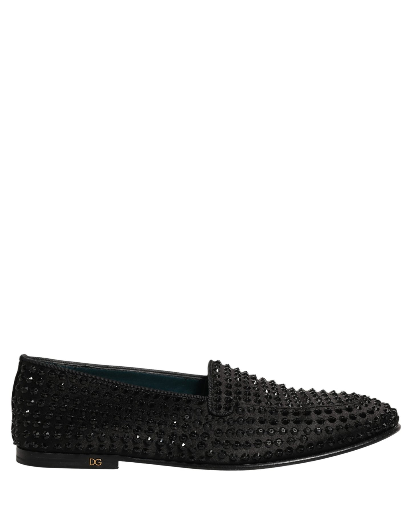 Black Rhinestone Embellished Loafers Shoes