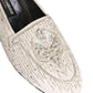 White Satin Embellished Dress Loafers Shoes