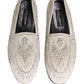 White Satin Embellished Dress Loafers Shoes