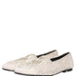 White Satin Embellished Dress Loafers Shoes