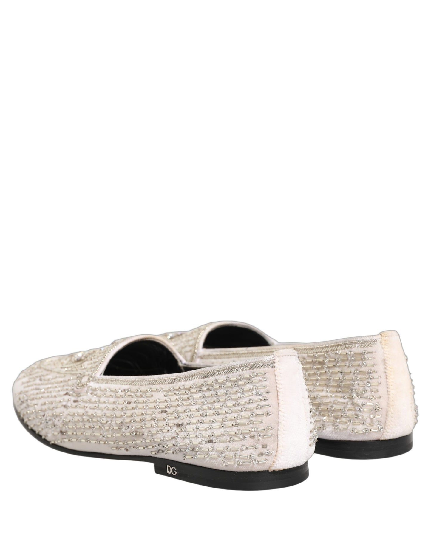 White Satin Embellished Dress Loafers Shoes