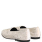 White Satin Embellished Dress Loafers Shoes