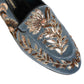 Blue Velvet Embellished Dress Loafers Shoes