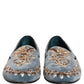 Blue Velvet Embellished Dress Loafers Shoes