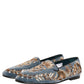 Blue Velvet Embellished Dress Loafers Shoes