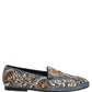 Blue Velvet Embellished Dress Loafers Shoes