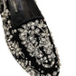 Black Velvet Embellished Dress Loafers Shoes