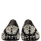 Black Velvet Embellished Dress Loafers Shoes