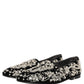 Black Velvet Embellished Dress Loafers Shoes