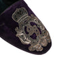 Purple Velvet Crown Embroidery Loafers Shoes
