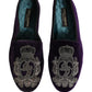 Purple Velvet Crown Embroidery Loafers Shoes