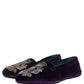 Purple Velvet Crown Embroidery Loafers Shoes