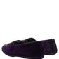 Purple Velvet Crown Embroidery Loafers Shoes
