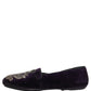 Purple Velvet Crown Embroidery Loafers Shoes