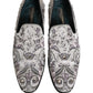White Sequined Formal Slip On Loafers Shoes