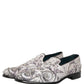 White Sequined Formal Slip On Loafers Shoes