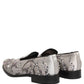 White Sequined Formal Slip On Loafers Shoes