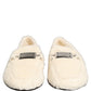 White Fur Shearling Men Dress Loafers Shoes