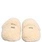 Beige Faux Fur Flats Men Slides Sandals Shoes