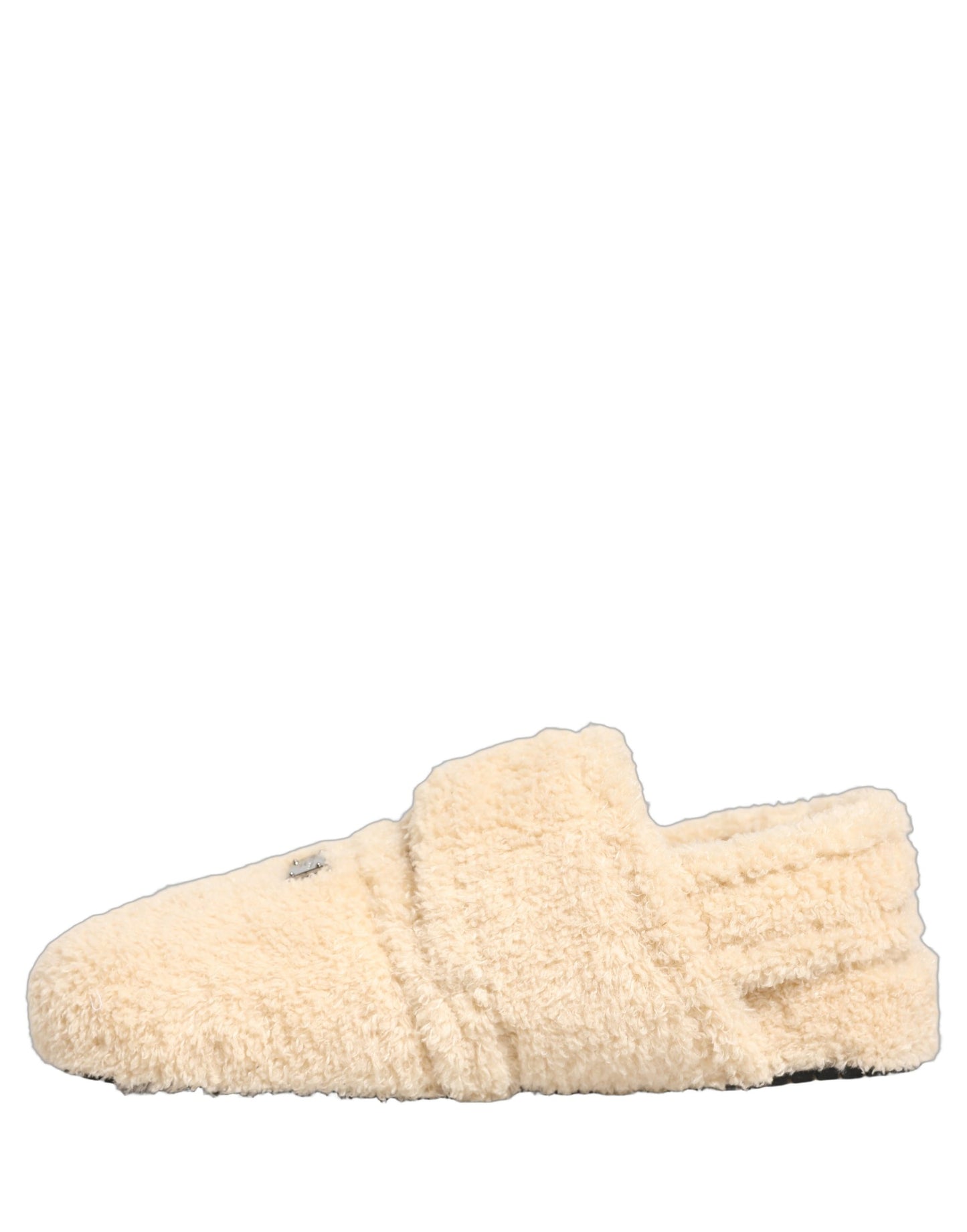 Beige Faux Fur Flats Men Slides Sandals Shoes