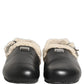 Beige Black Fur Shearling Slides Sandals Shoes