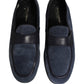 Blue Suede Leather Loafers Moccasins Shoes
