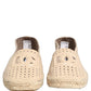 Beige Leather Cutout Logo Espadrilles Shoes