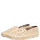 Beige Leather Cutout Logo Espadrilles Shoes