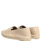 Beige Leather Cutout Logo Espadrilles Shoes