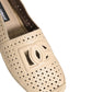 Beige Leather Cutout Logo Espadrilles Shoes
