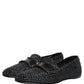 Black Woven Raffia Slip On Loafers Shoes