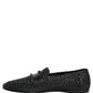 Black Woven Raffia Slip On Loafers Shoes