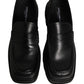 Black Calfskin Leather Men Dress Loafer Shoes