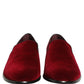 Maroon Velvet Slip On Men Dress Loafers Shoes