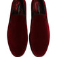 Maroon Velvet Slip On Men Dress Loafers Shoes