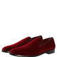Maroon Velvet Slip On Men Dress Loafers Shoes