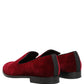 Maroon Velvet Slip On Men Dress Loafers Shoes
