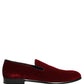 Maroon Velvet Slip On Men Dress Loafers Shoes