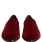 Maroon Velvet Slip On Dress Loafers Shoes