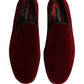 Maroon Velvet Slip On Dress Loafers Shoes