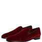 Maroon Velvet Slip On Dress Loafers Shoes