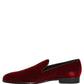Maroon Velvet Slip On Dress Loafers Shoes