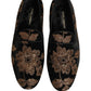 Black Floral Jacquard Dress Loafers Shoes