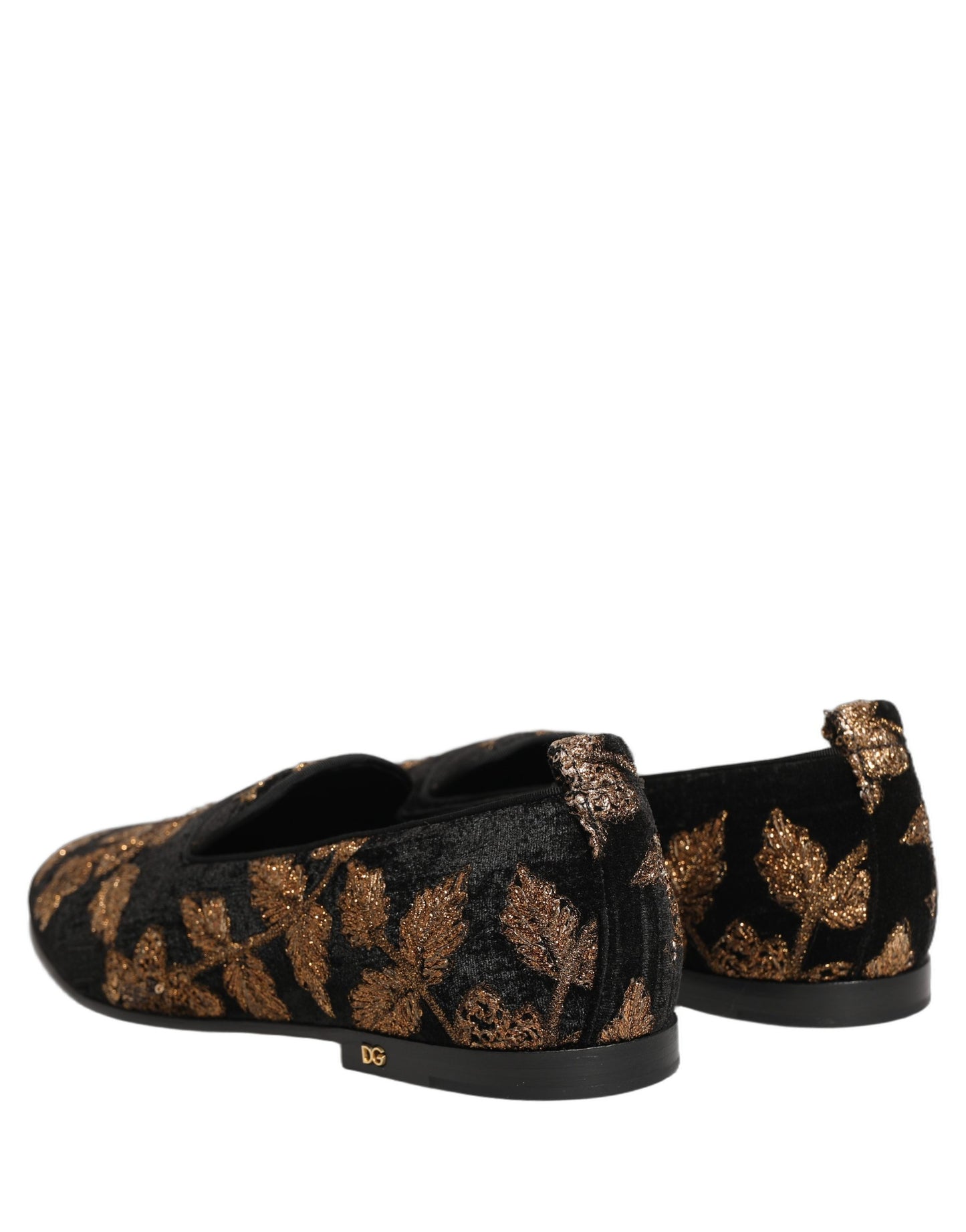 Black Floral Jacquard Dress Loafers Shoes