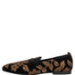 Black Floral Jacquard Dress Loafers Shoes