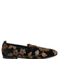 Black Floral Jacquard Dress Loafers Shoes